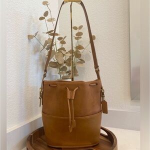 VINTAGE THOMPSON 9804 EQUESTRIAN COACH BUCKET DRAWSTRING SHOULDER BAG